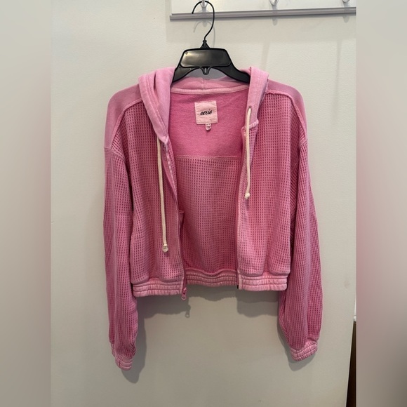 Aerie Cropped Waffle Hoodie - Picture 1 of 13
